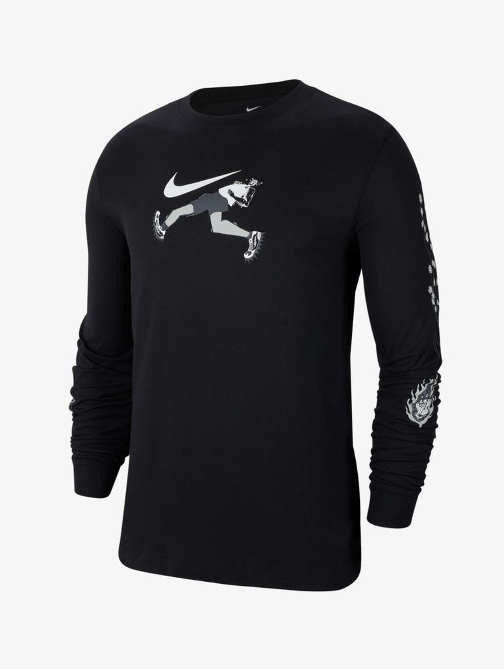 Nike Black Long Sleeve Graphic Running Logo Tee